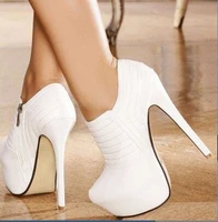 post free white car line leather fabrics zippers waterproof 4 5 cm 16 cm high heeled shoes four seasons shoes size 35 43
