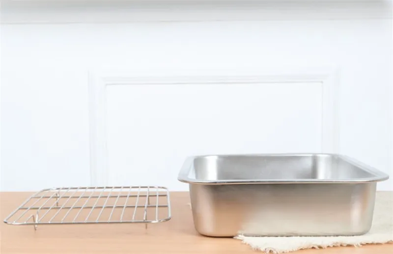 Глубокая Квадратная тарелка поддон нержавеющая сталь барбекю фаст фуд с сеткой