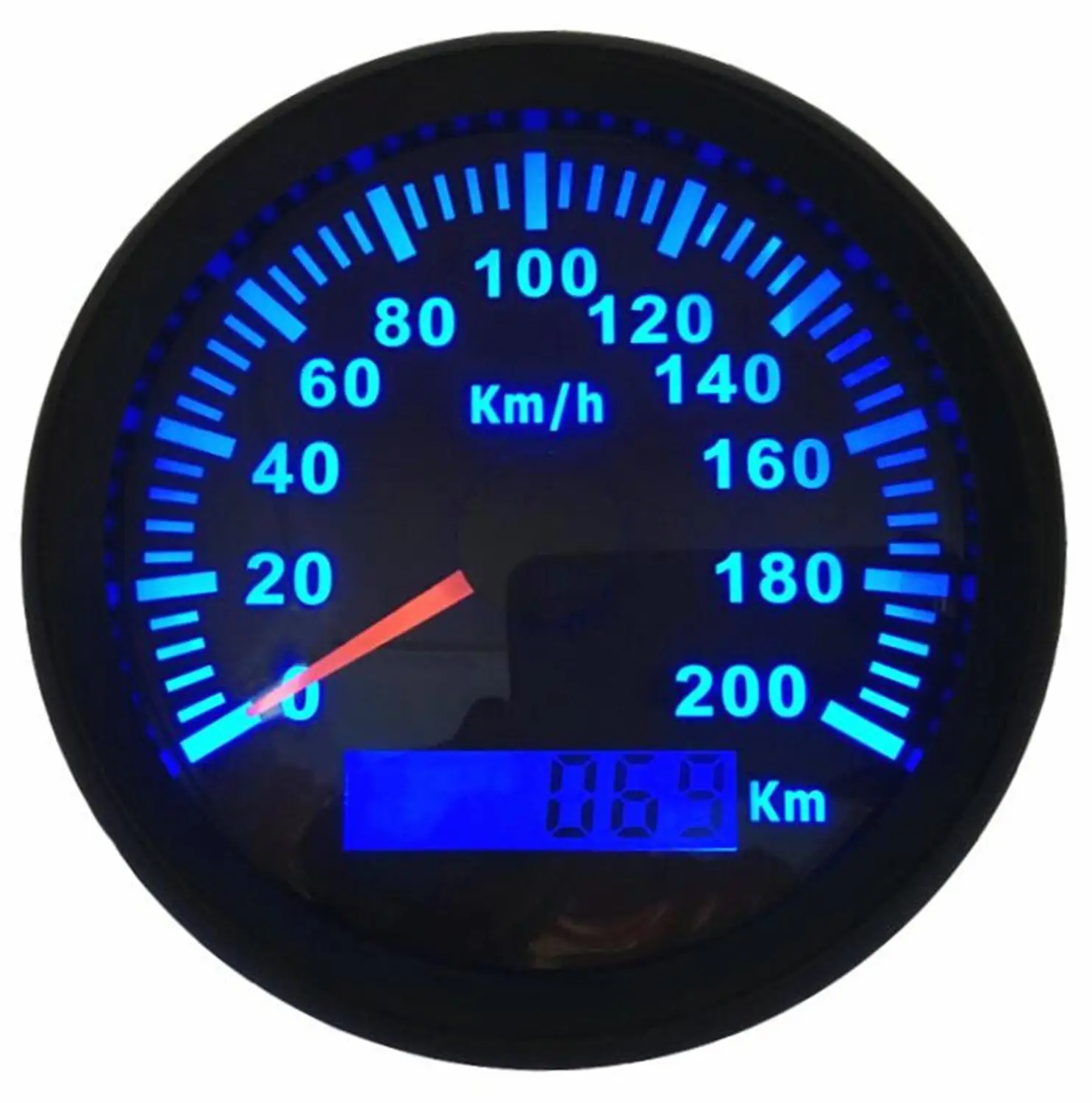 1 штука синего Подсветка спидометры GPS 0 200 км/ч Водонепроницаемый скорость Mileometers