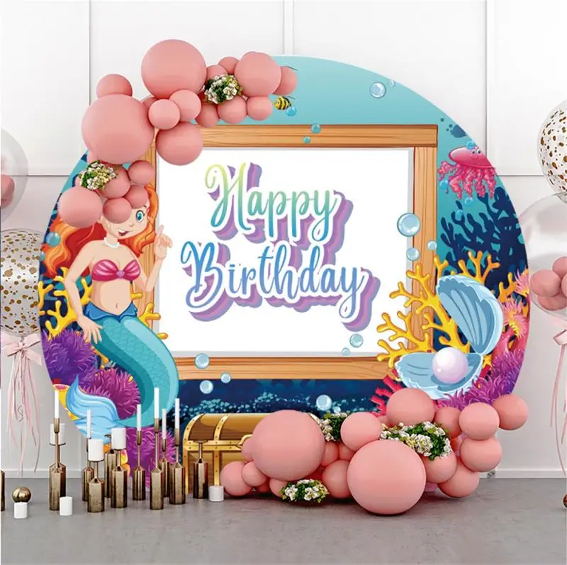 

Laeacco Baby Birthday Party Background Mermaid Underwater World Customization Photographic Photo Backdrop For Photo Studio