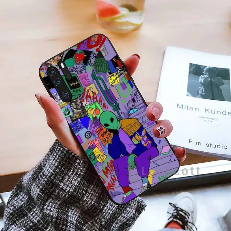 

Aesthetics Cartoon alien space Phone Case For Huawei P9 P10 P20 P30 Pro Lite smart Mate 10 Lite 20 Y5 Y6 Y7 2018 2019