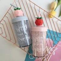 summer ice cup creativity with straw cups double mixing korea lovely girl student fresh fashion plastic water bottle