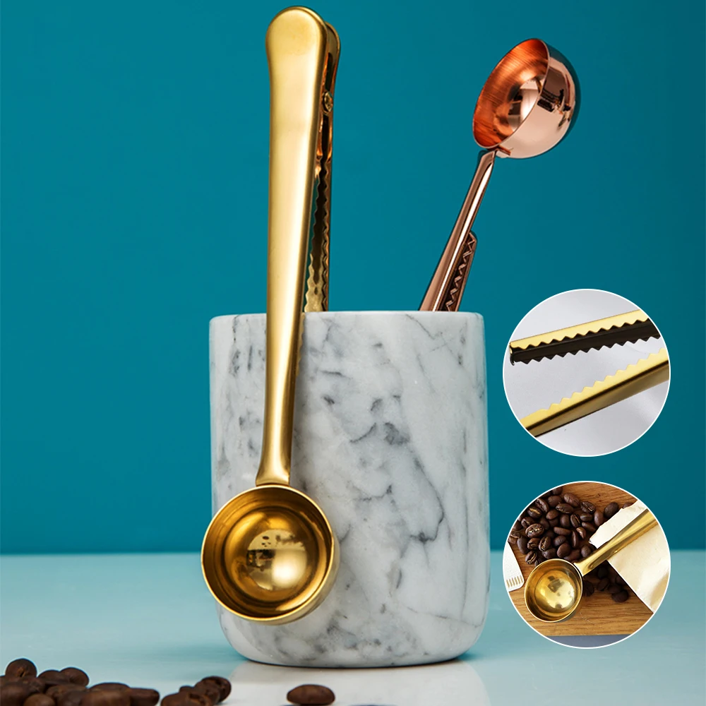 Sainless стальная кофейная ложка с зажимом для герметизации сумки