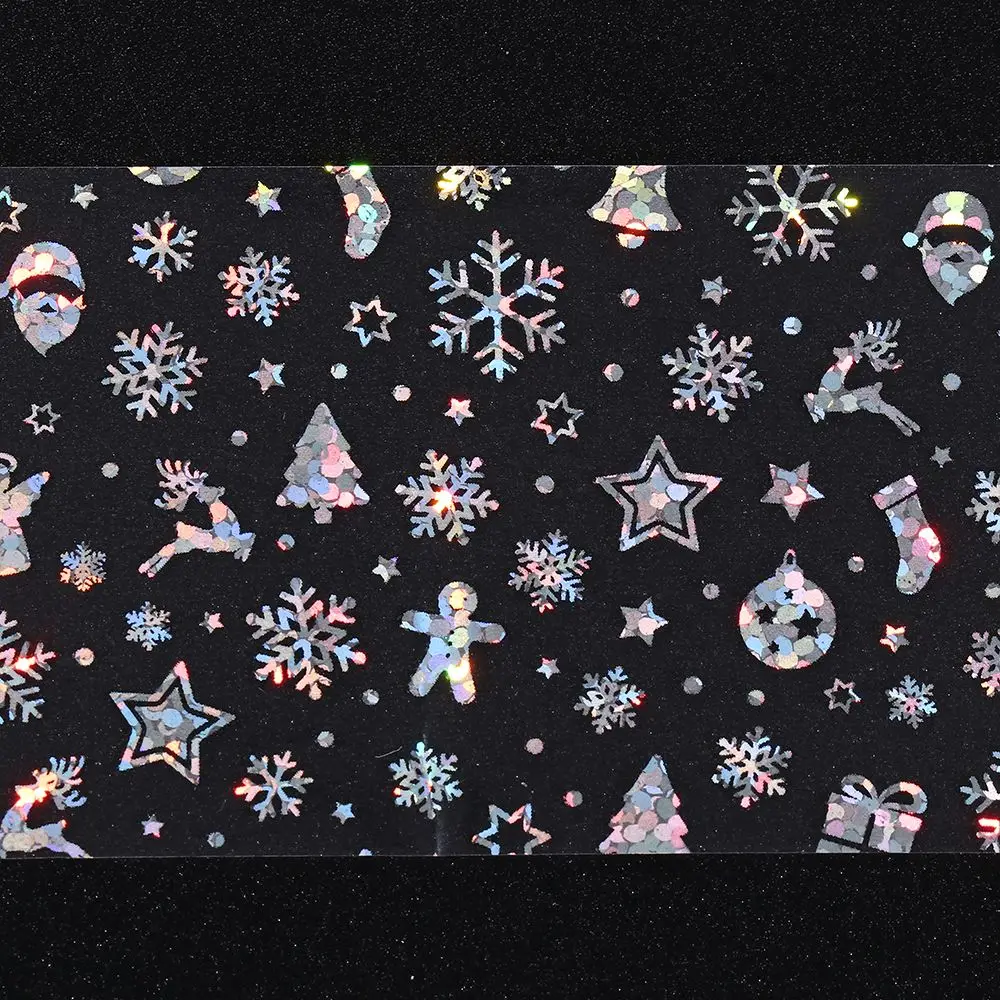 Разнообразные милые рождественские наклейки для ногтей Серебряные Снежинки |