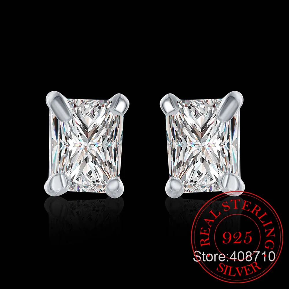 Женские серьги гвоздики с австрийским кристаллом прямоугольные из