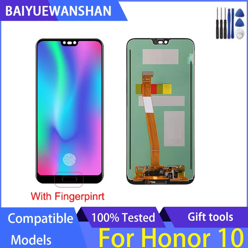 

5.84'' LCD Screen For Huawei Honor 10 Display With Fingerprint 10 Touches LCD Replacement For Honor 10 COL-L29 L19 AL10