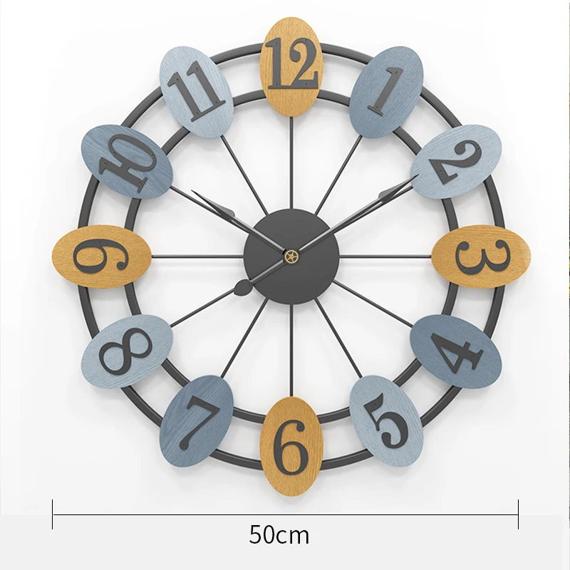 20 дюймовые тихие Большие Железные настенные часы в скандинавском стиле для