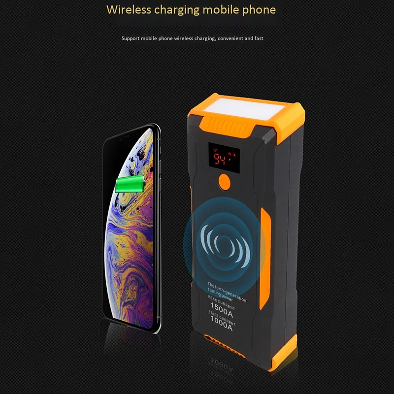 Портативный стартер 1000 А и беспроводное зарядное устройство 22000 ма · ч (до 6 0л газ