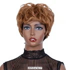 Короткие вьющиеся человеческие волосы Ребекка фекси с бесплатной челкой для женщин, бразильский кудрявый безклеевой светлый цвет естественный