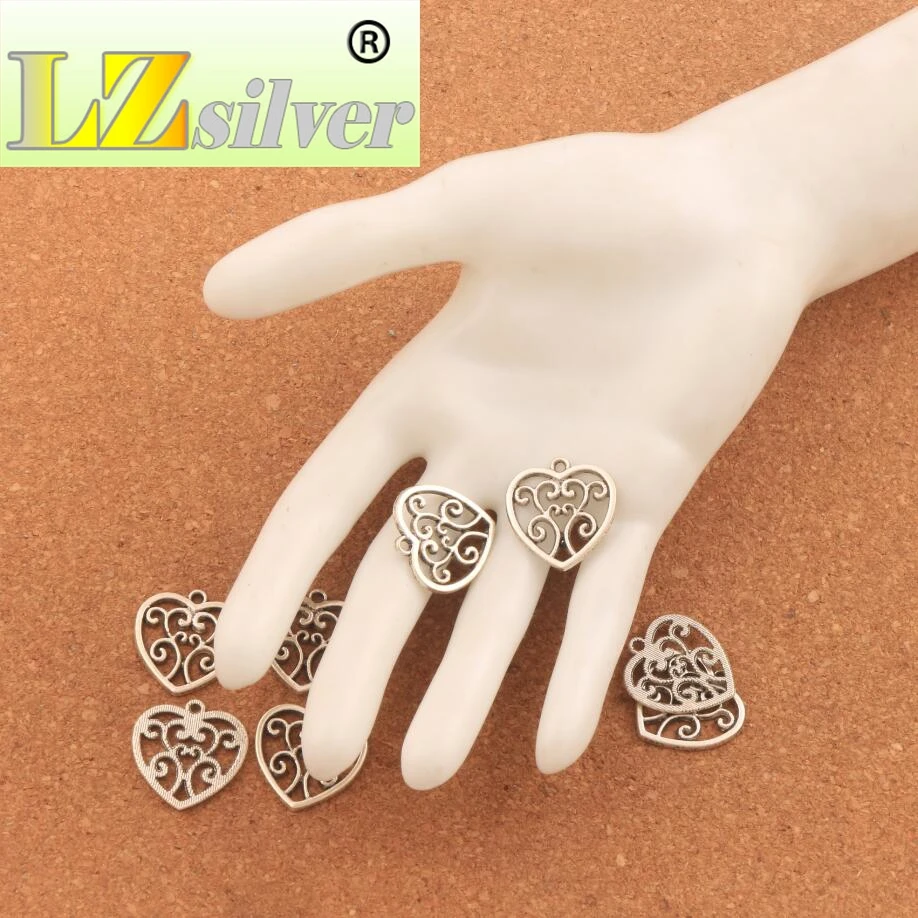 Filigree Open Swirl Heart Charm Beads 100PCS Zinc Alloy Pendants Alloy   Jewelry DIY 21.2x22.4mm L1494
