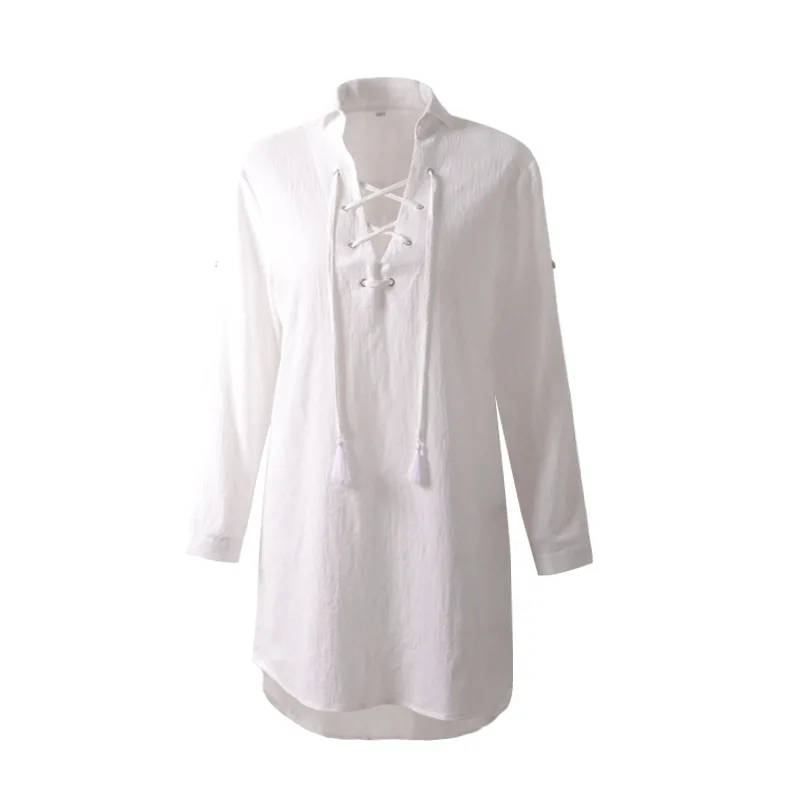 Летнее сексуальное пляжное мини платье для женщин с длинным пышным рукавом