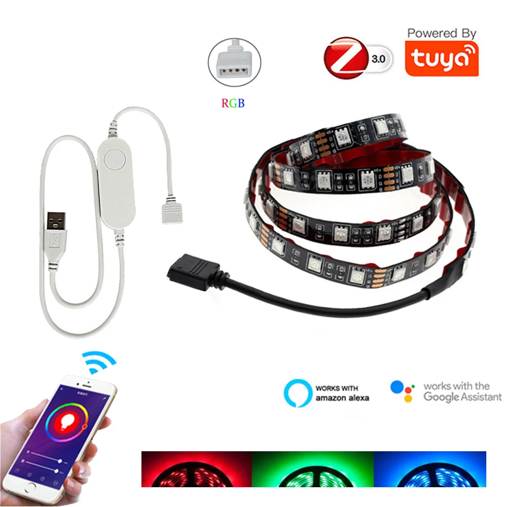 Светодиодная лента TUYA Zigbee с USB гибкая лампа RGB для подсветильник Ки телевизора 5 в