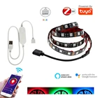 Светодиодная лента TUYA Zigbee с USB, гибкая лампа RGB для подсветильник Ки телевизора, 5 в постоянного тока, 1 м, 2 м, 3 м, 4 м, 5 м, Echo Plus, голосовое управление Google Home