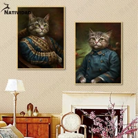 noble cat gentleman canvas painting decoration retro creative poster modern minimalism bedroom living room decoration wall