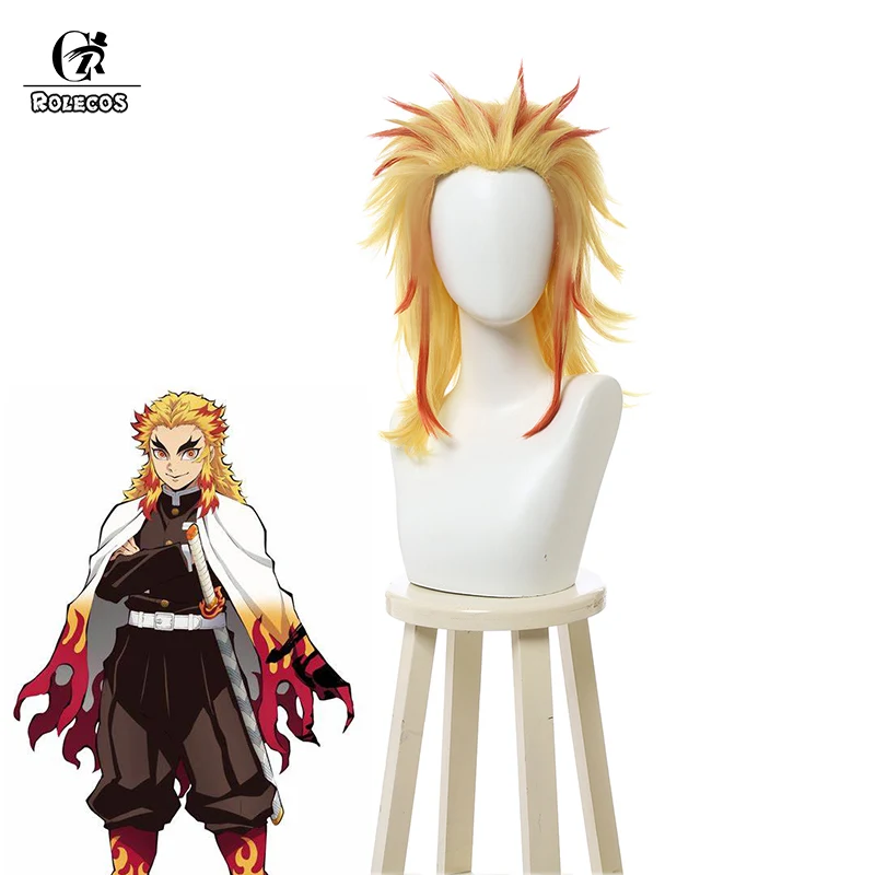 ROLECOS аниме демон Slayer косплей волос Rengoku Kyoujurou Косплей желтые волосы Kimetsu no Yaiba