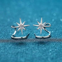 trendy s925 sterling silver 0 28ct moissanite stars earrings for women fine jewelry platinum plated stud earrings birthday gift