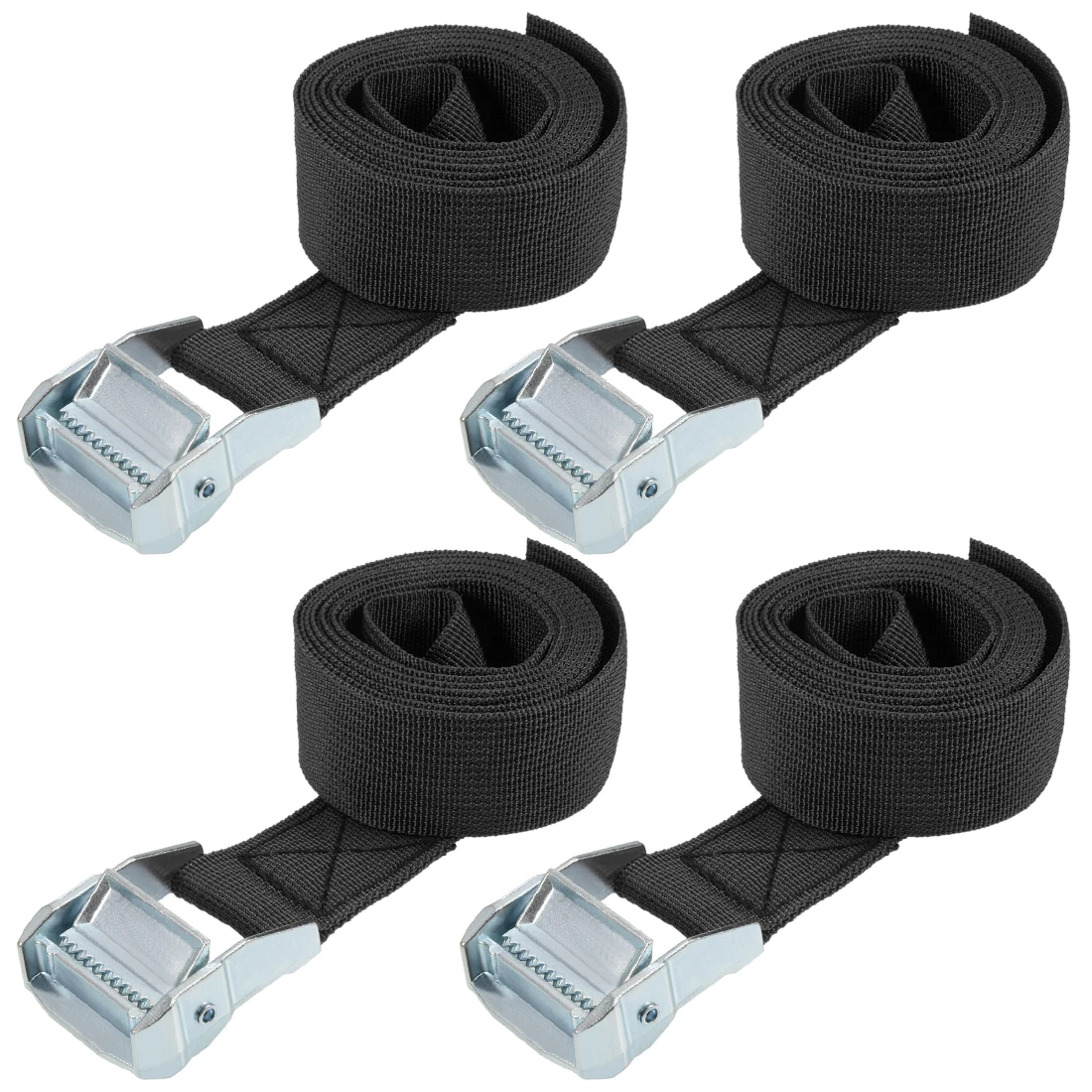 

uxcell 2Mx38mm Lashing Strap Cargo Tie Down Straps w Cam Lock Buckle 500Kg Work Load, Black, 4Pcs