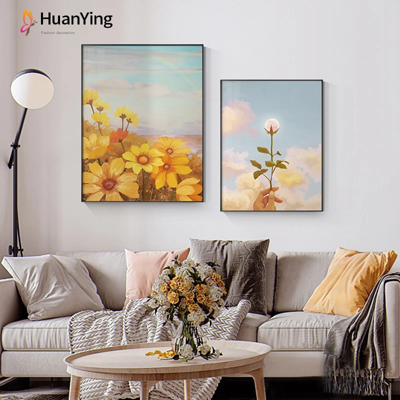 

Nordic Flower Scenery Picture Wall Art Canvas Painting Modern Travel Landscape Posters and Prints Fashion Living Room Home Decor