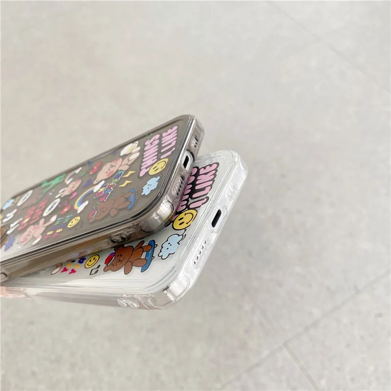

TPU Transparent Cartoon Bear phone cases for iPhone 12 11 Pro Max X XR back cover iphone 7 8p iphone 11 pro case