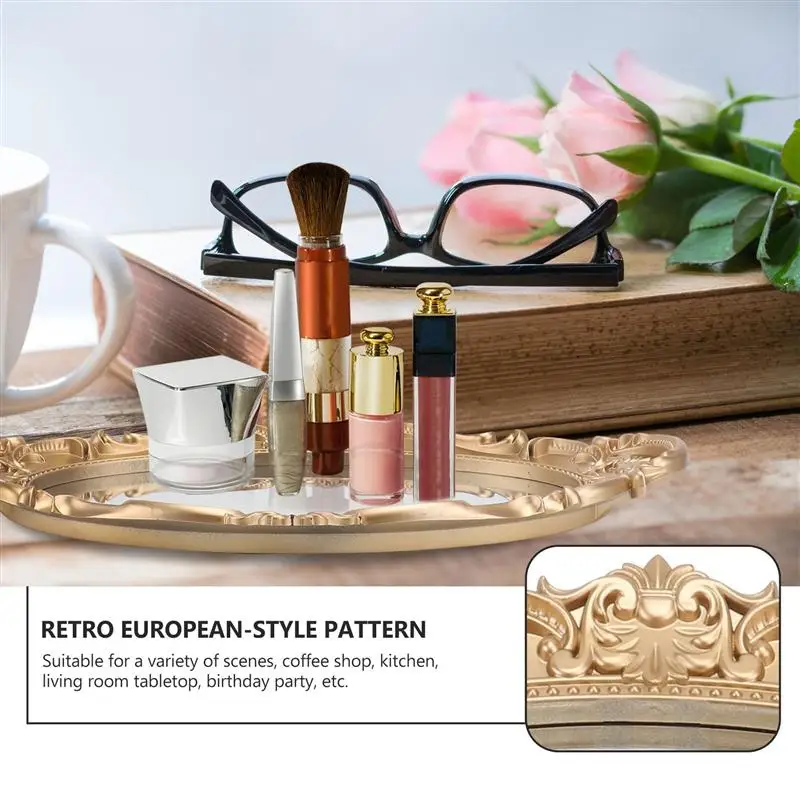 

1PC Vintage Mirror Jewelry Perfume Tray Exquisite Mirror Tray Photography Prop Retro Mirror Tray Delicate Mirror Plate