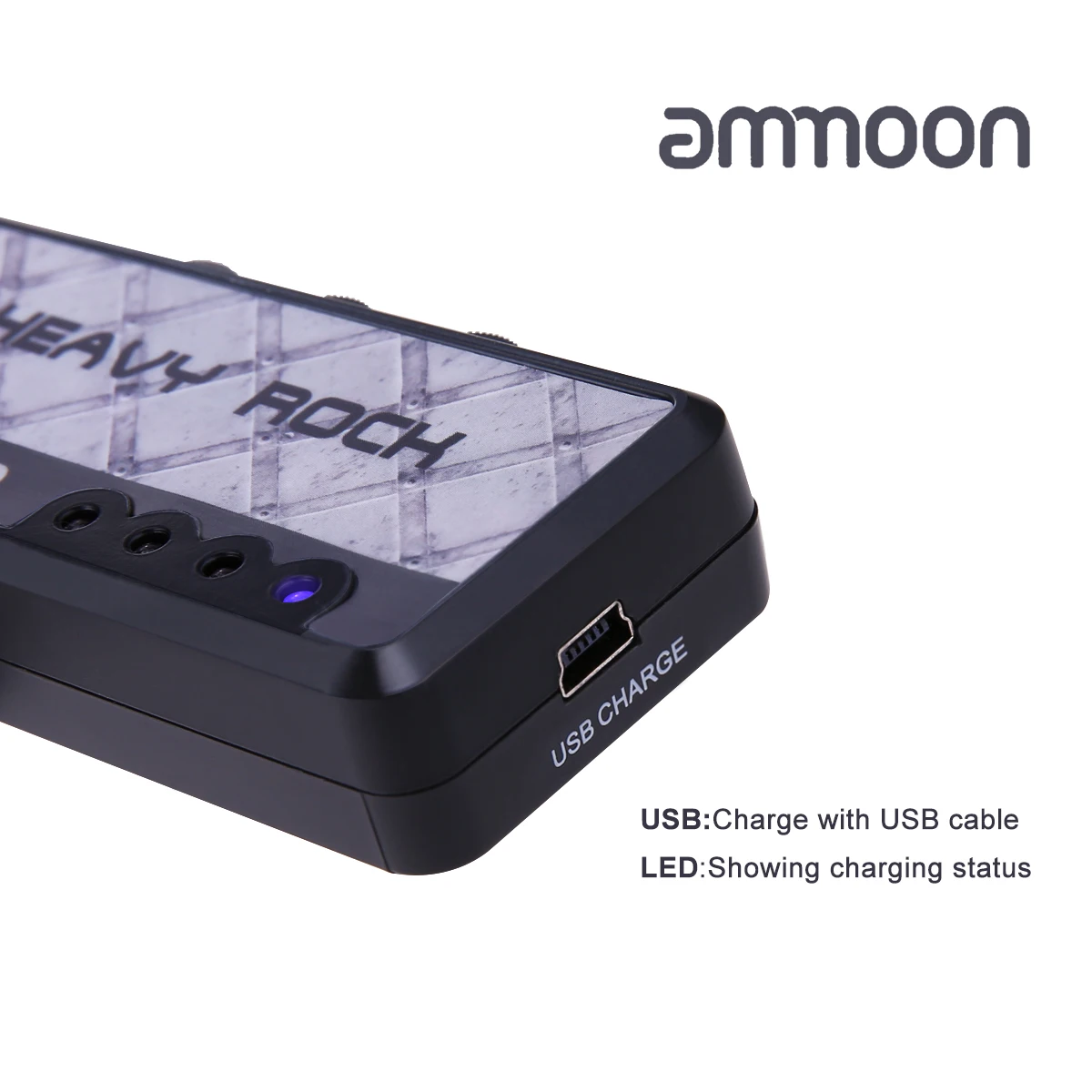 ammoon Portable Effector Guitar Headphone Amplifier Mini Rechargeable Musical Instruments Electric accessories | Спорт и развлечения
