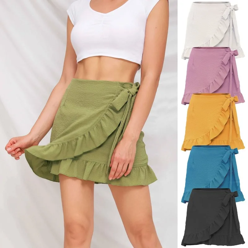 Женская винтажная юбка с оборками модная сексуальная на шнуровке в стиле