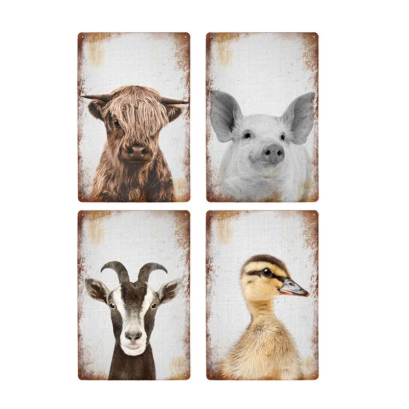 

Жестяные таблички в виде животных, крупного рогатого скота, овец, металла, животных, фермы, винтажные декоративные настенные плакаты, Декор ...