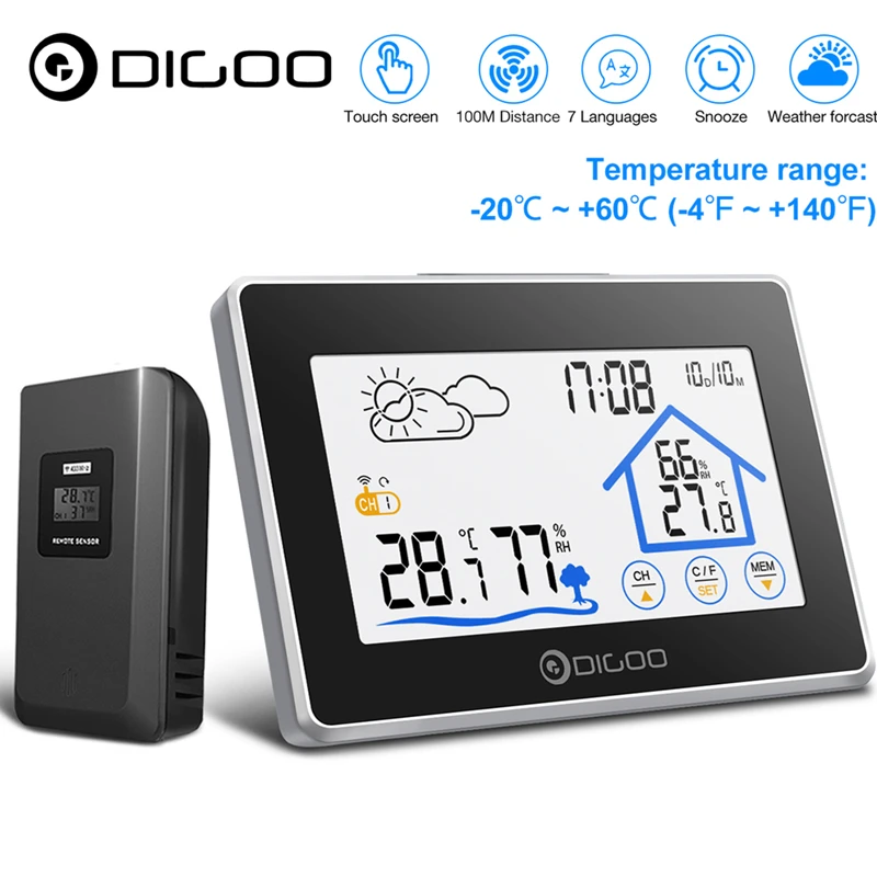 Digoo DG-TH8380 для дома и улицы Беспроводной сенсорный Погодная станция погоды Сенсор