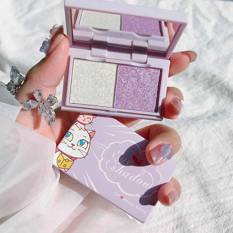 

2 Colors Eye Shadow Palette Shimmer Glitter Matte New Beginner Waterproof Eyeshadow Pallete Easy To Color Eyes Cosmetic for Kids