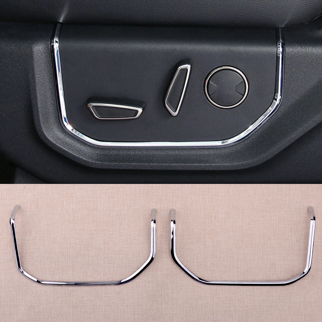

2 шт. автомобиля хром сиденье Кнопка регулировки рамки накладка из АБС-пластика подходит для Ford F150 F-150 2015 2016 2017 2018 2019