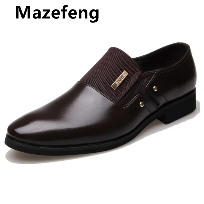 Mazefeng/2020 модные кожаные мужские модельные туфли без шнуровки с острым носком