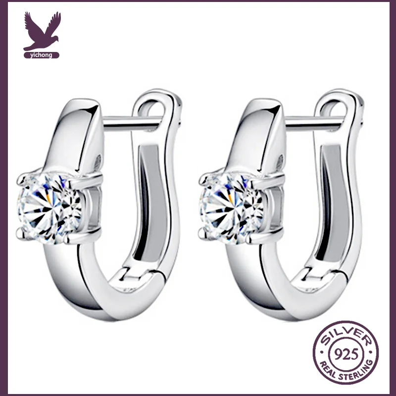 

YiChong 925 Sterling Silver Earrings Kiss Zircon U Shape Earrings For Women brincos oorbellen boucle d'oreille