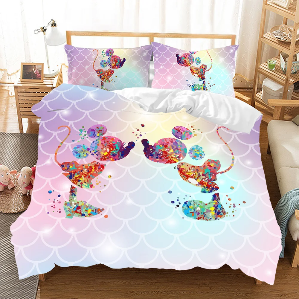 

Disney Mickey Minnie mouse Cartoon Bedding Set Lovely Couple single Twin Full King Duvet Cover PillowCase gift for children