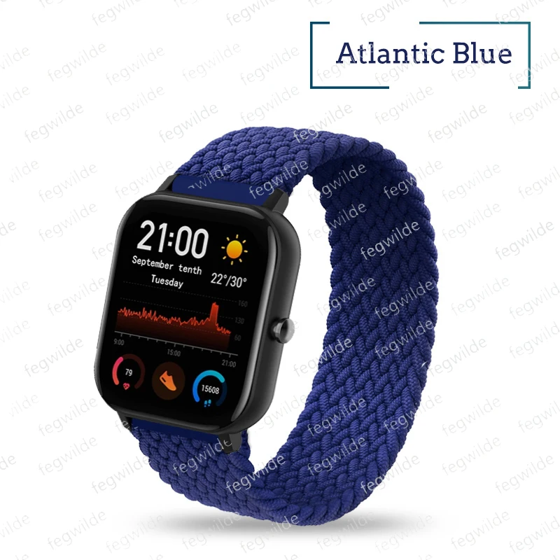 Плетеный соло петля ремешок для Xiaomi Amazfit Gts2 Bip Pace Gtr 42/46 мм наручных часов Garmin Vivoactive3