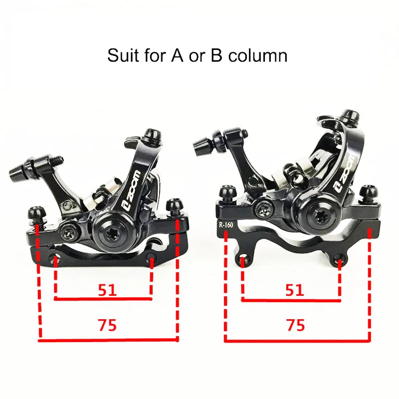 ZOOM MTB Bicycle Disc Brake Electric Scooter Mechanical Aluminum Alloy F160 R160 Mountain Road Bike Caliper Cycling Double Brake images - 6