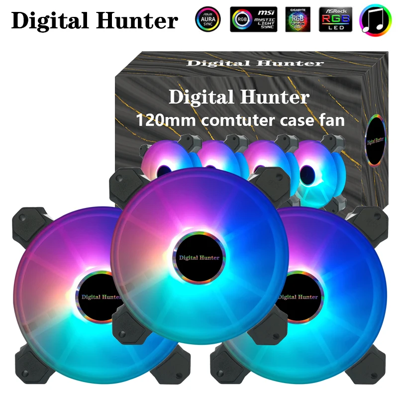 

Компьютерный чехол для ПК, регулируемый вентилятор 120 мм, вентилятор охлаждения ARGB, тихий контроль AURA SYNC, программирование материнской плат...