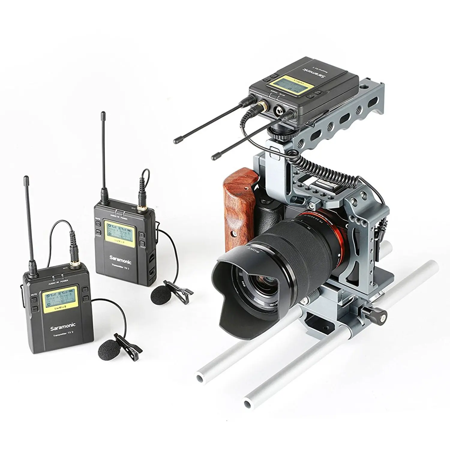 저렴한 Saramonic UwMic9 UHF 무선 마이크 시스템 Lavalier SLR DSLR 카메라 모니터 인터뷰 전문 라이브 스트리밍 녹음