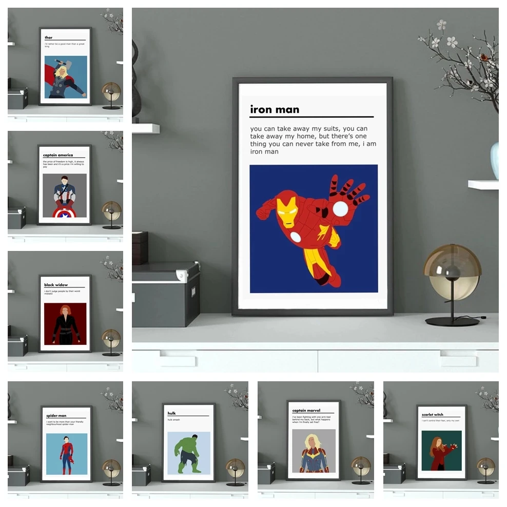 

Avenger Superhero Canvas Painting Hulk Iron Man Picture Home Decor Print Marvel Movie Poster Spider-Man Disney No Frame Wall Art