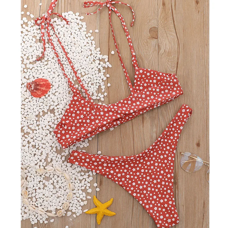 

SeeBest 2020 Summer Cute Floral Print Bikini Sets Women Bow Push Up Bathing Suits Swimwear Triangle Bikini Sets Beachwear Sexy