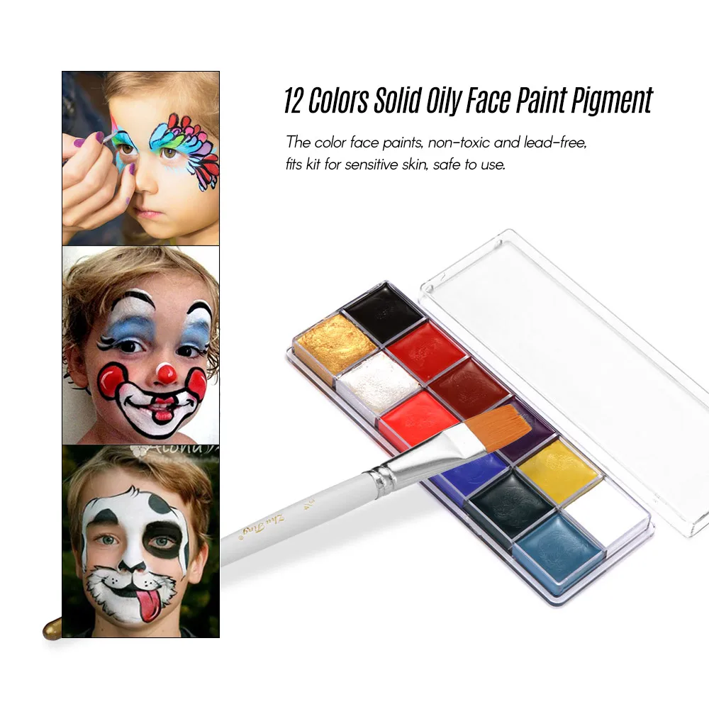 Набор для жирной краски лица пигментная смазка 6 кистей-кистей 12 цветов |