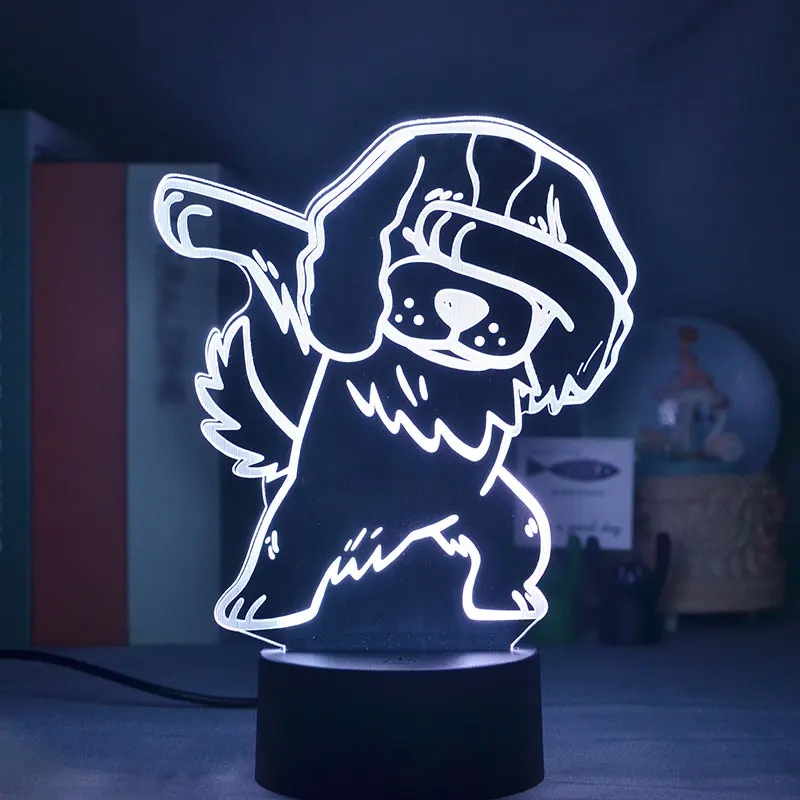 

Smart Phone Control 3D Night Lights Cute Dog Color Indoor Changing Children's Bedroom Decoration Bedside Lights For Home