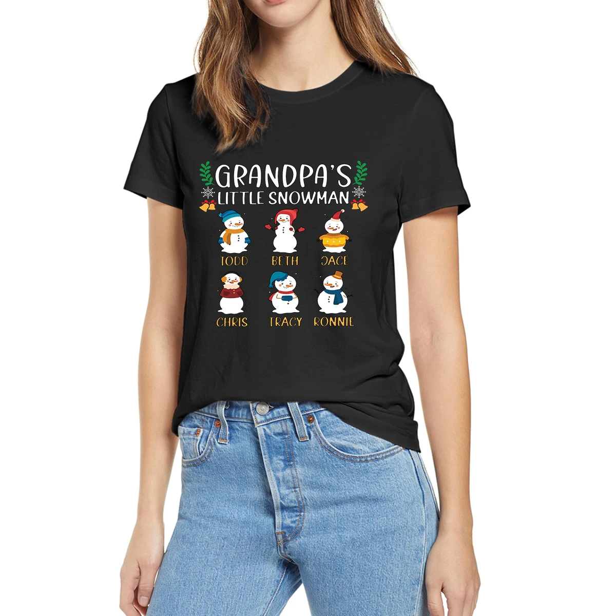 

Grandpa's Little Snowman Funny Christmas Grandkids Gift Summer Women 100% Cotton Novelty T-Shirt EU Size Casual Streetwear Tee