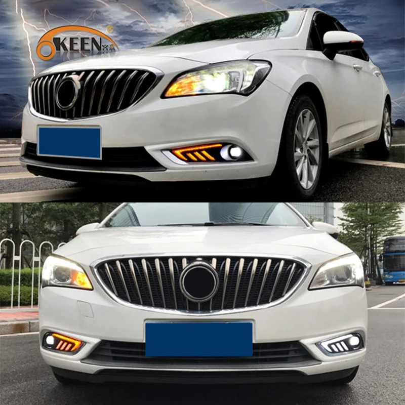 

2Pcs For Buick Verano 2015 2016 2017 Led Daytime Running Light White Driving Yellow Turn signal Light Blue Night Fog Lamp