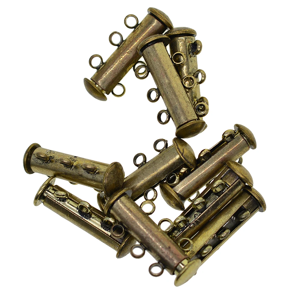 10 Pcs 3 Strand Magnetic Slide Lock Tube Bead Loom Clasps End Cap Connector Jewelry Findings Bronze | Украшения и аксессуары