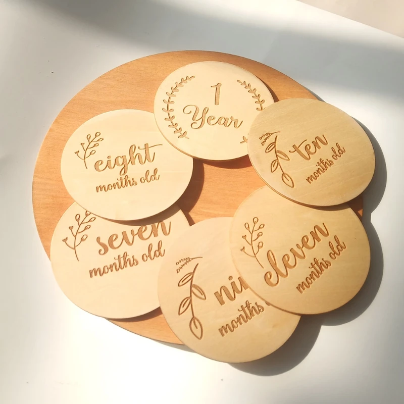 Bloques conmemorativos de madera para reci&eacute;n nacido, tarjetas de grabaci&oacute;n mensuales de nacimiento de Beb&eacute;, accesorios de fotograf&iacute;a infantil, 14 Uds.-2