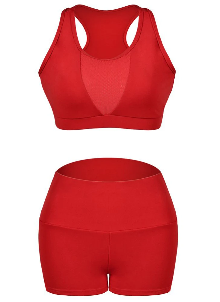 

Quick-Drying Mesh Breathable Outdoor Bra Fitness No Rim Underwear + Shorts Suit