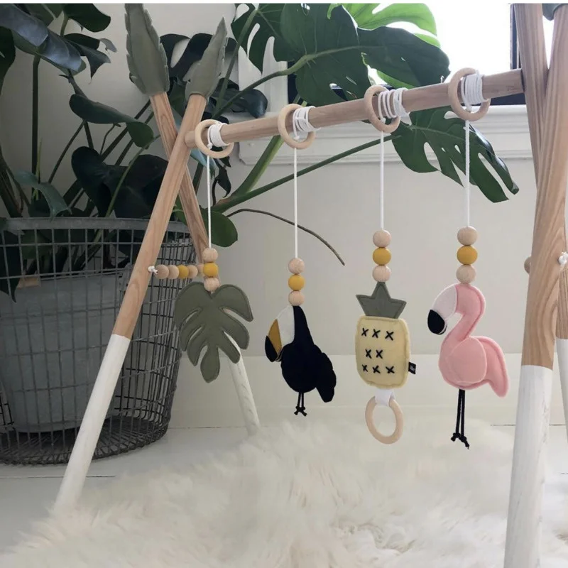 Nordic Style Baby Gym Play Frame Nursery Sensory Ring-pull Toy Wooden Infant Child Clothes Rack Kids Room Decoration
