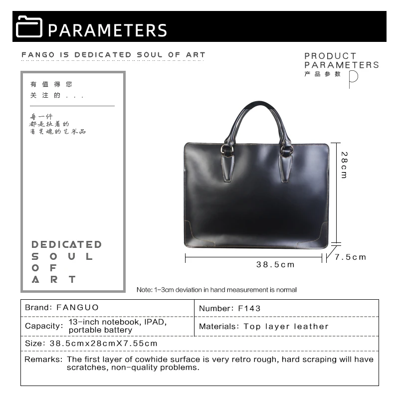 Fit For 13'' Laptop Men's Briefcase Genuine Leather Male Business Handbag Large Capacity Doctor Lawyer computer Clutch Briefcase