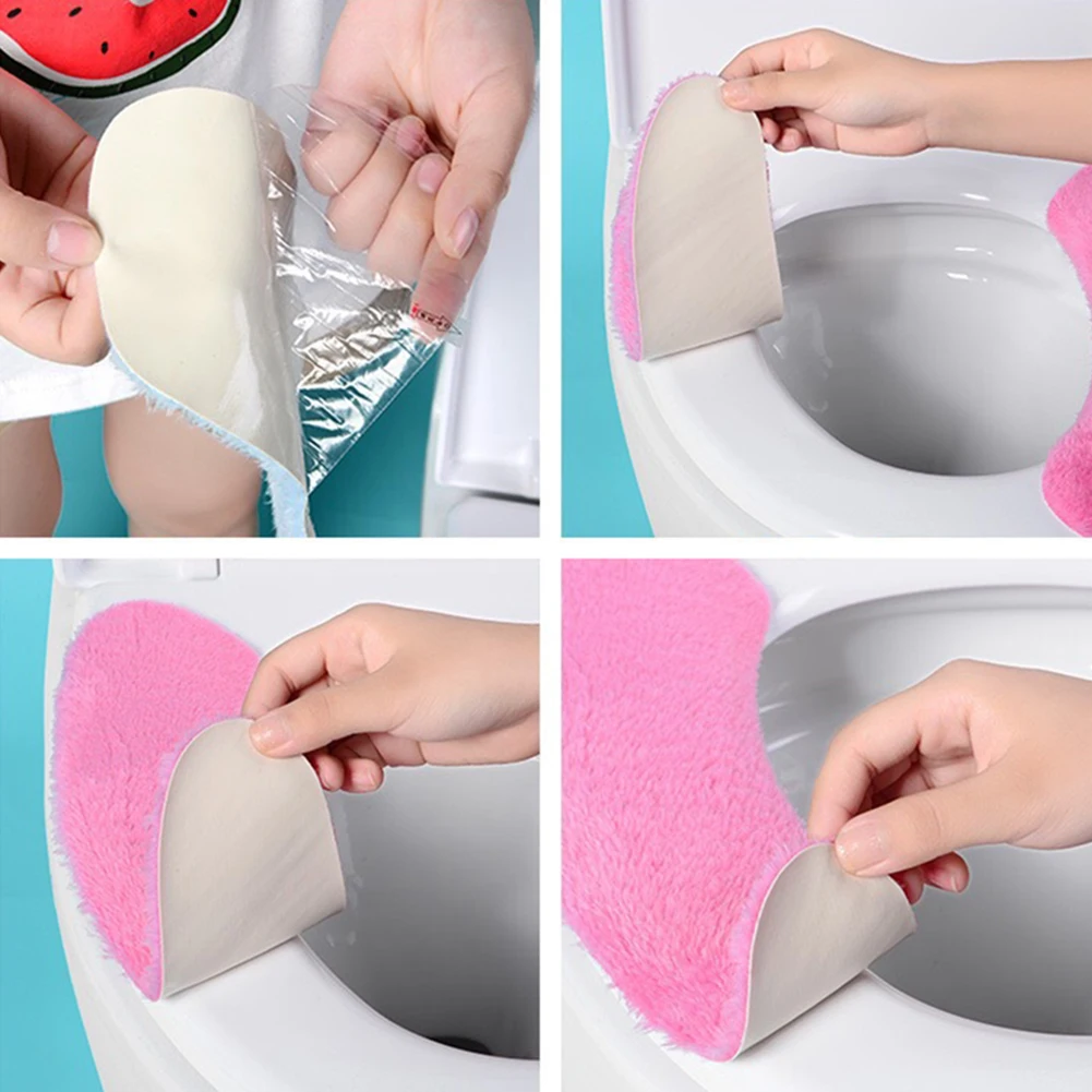 2 шт зимние теплые удобные Ванна унитаз сиденье для унитаза моющаяся крышка