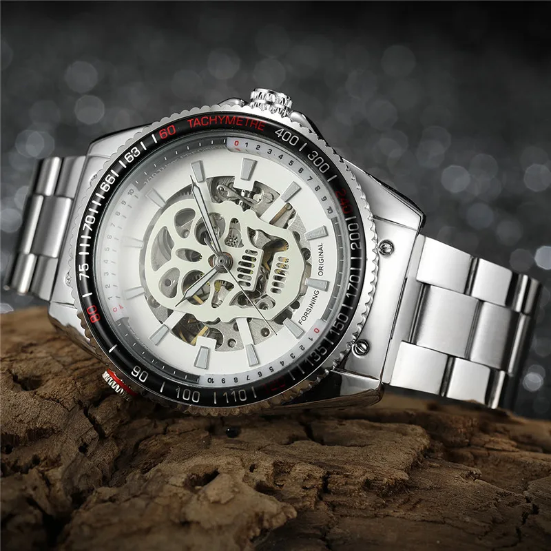 FORSINING Automatic Mechanical Men Wristwatch Military Sport Male Clock Top Brand Luxury Skull Skeleton Waterproof Man Watch 025 | Наручные